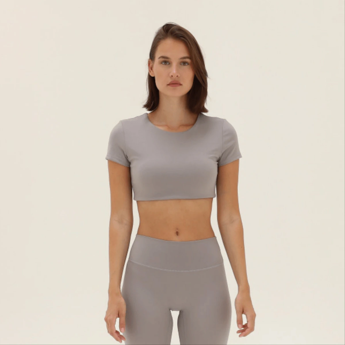 Aura Crop Top - Stone – Produktansicht 2